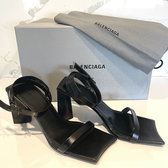 Balenciaga Block | Leather Sandals Mules | Color: Black | Size EU 37 - Picture 1 of 8
